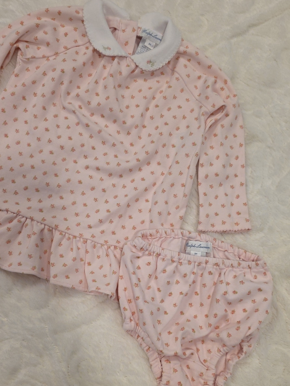 Ralph Lauren Pink Floral Long Sleeve Top & Bloomers Set